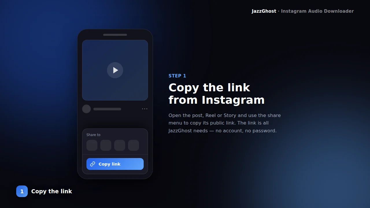 Copy the Instagram Reel link from the share menu