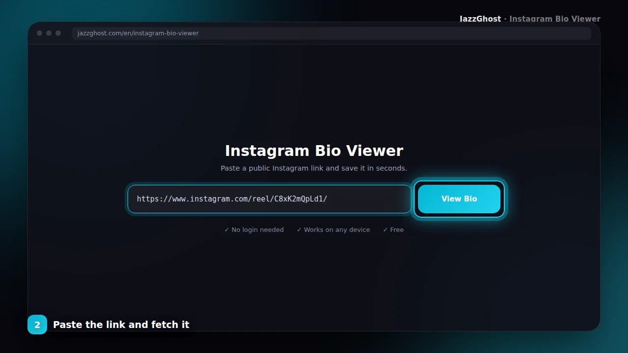 Fetch Instagram profile bio information