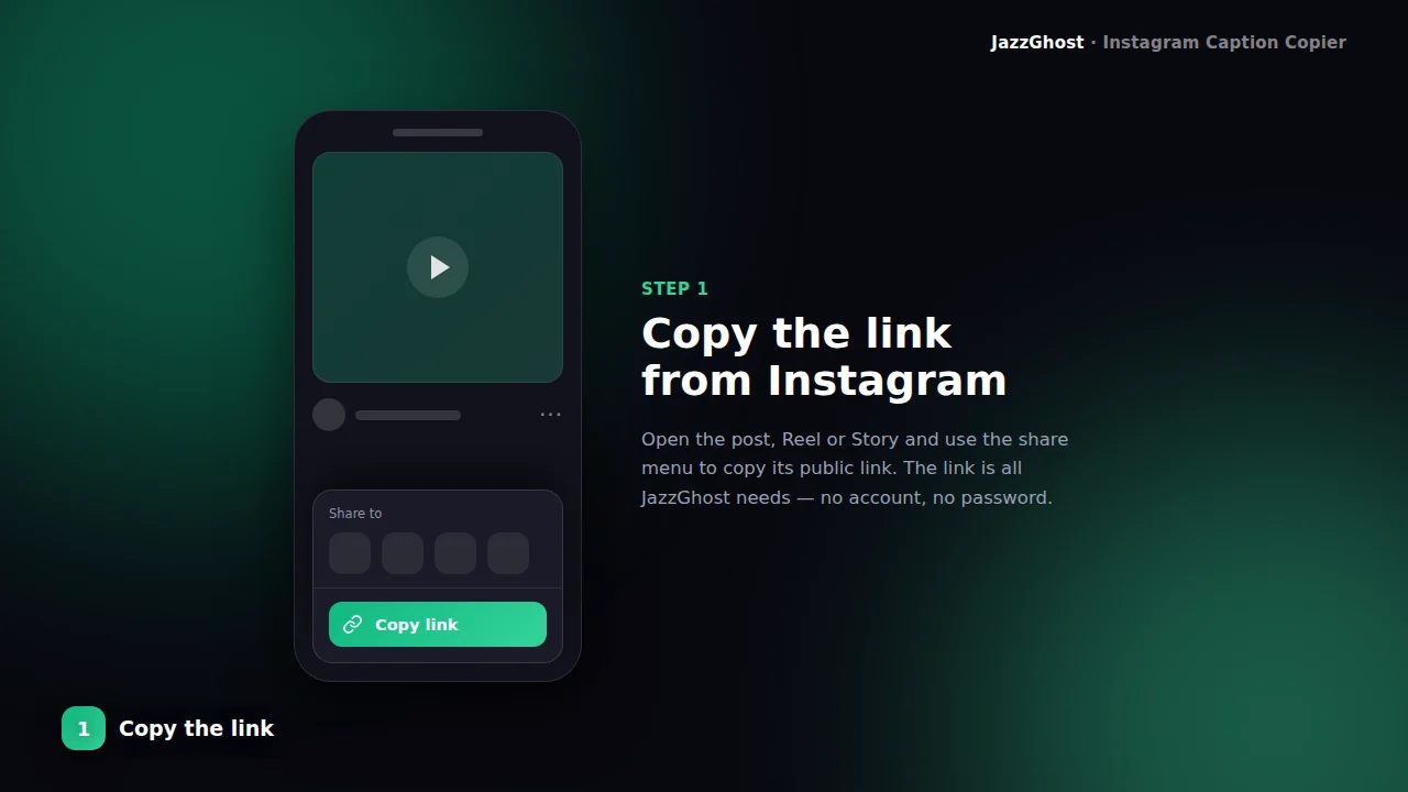 Copy Instagram post or Reel link for caption