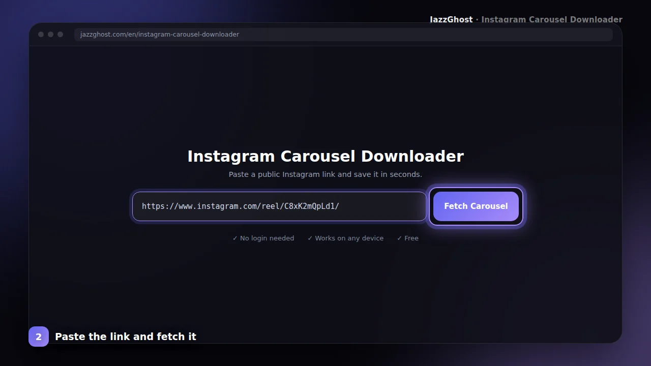 Paste carousel URL into JazzGhost