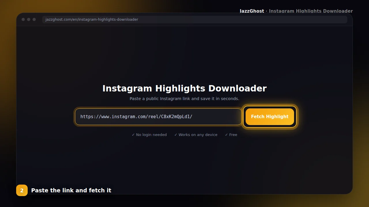 Paste Instagram highlight URL