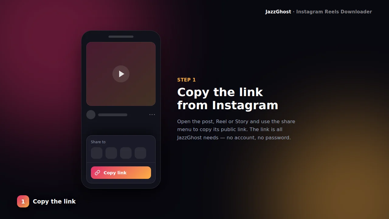 Copy Instagram Reel link from the share menu